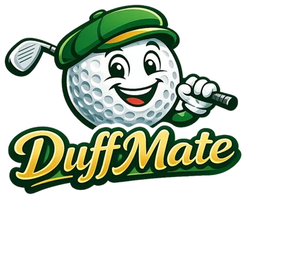 DuffMate logo — a cartoon golf ball in a green cap holding a club